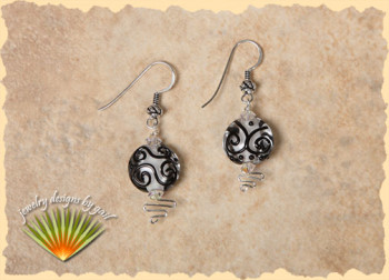 Petite Sirah Black and Silver Earrings