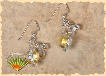 Venetian Glass Earrings in Gold and Silver