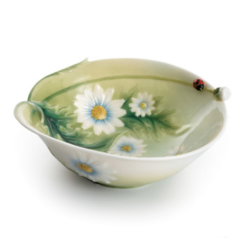 Ladybug Design Sculptured Porcelain Small Salad Bowl