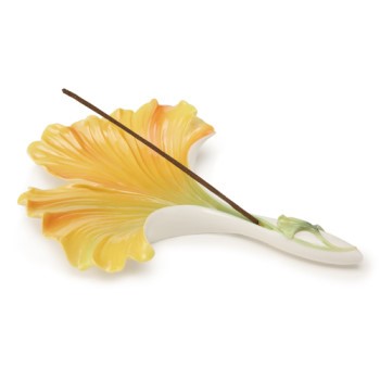 Spa Collection Gingko Flower Sculptured Porcelain Incense Ornamental Plate