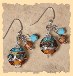 Petite Sirah Amber Turquoise Bangle Earrings