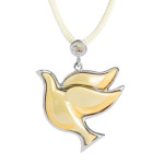 Dove Rhodium Plated Brass & Porcelain Necklace