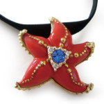 Starfish Rhodium Plated Brass & Sculptured Porcelain Necklace