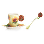 Van Gogh Sunflowers Porcelain Cup/Saucer, and Spoon Set