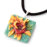 Van Gogh Sunflowers Sculptured Porcelain Necklace